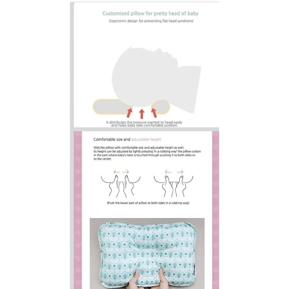 Welslife Hypoallergenic Baby Head Neck Support Organic Cotton Cover Machine Wash